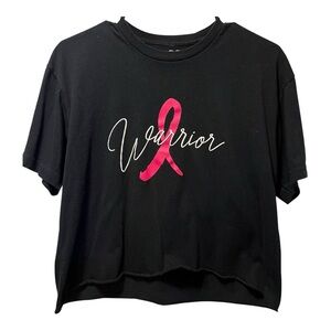 Breast Cancer Warrior Black Crop T-Shirt